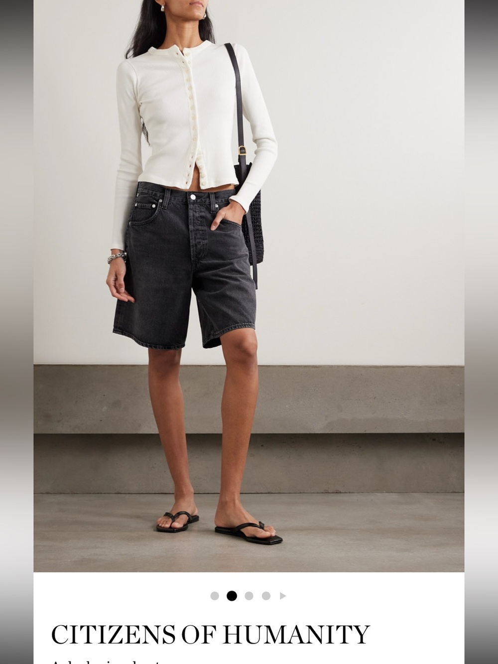 Citizen of Humanity long Bermuda denim shorts grey black Revolve baggy loose 29
